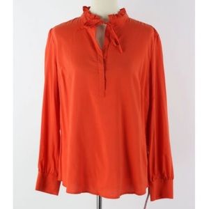 Merona Ruffle Neck Tie Orange Blouse